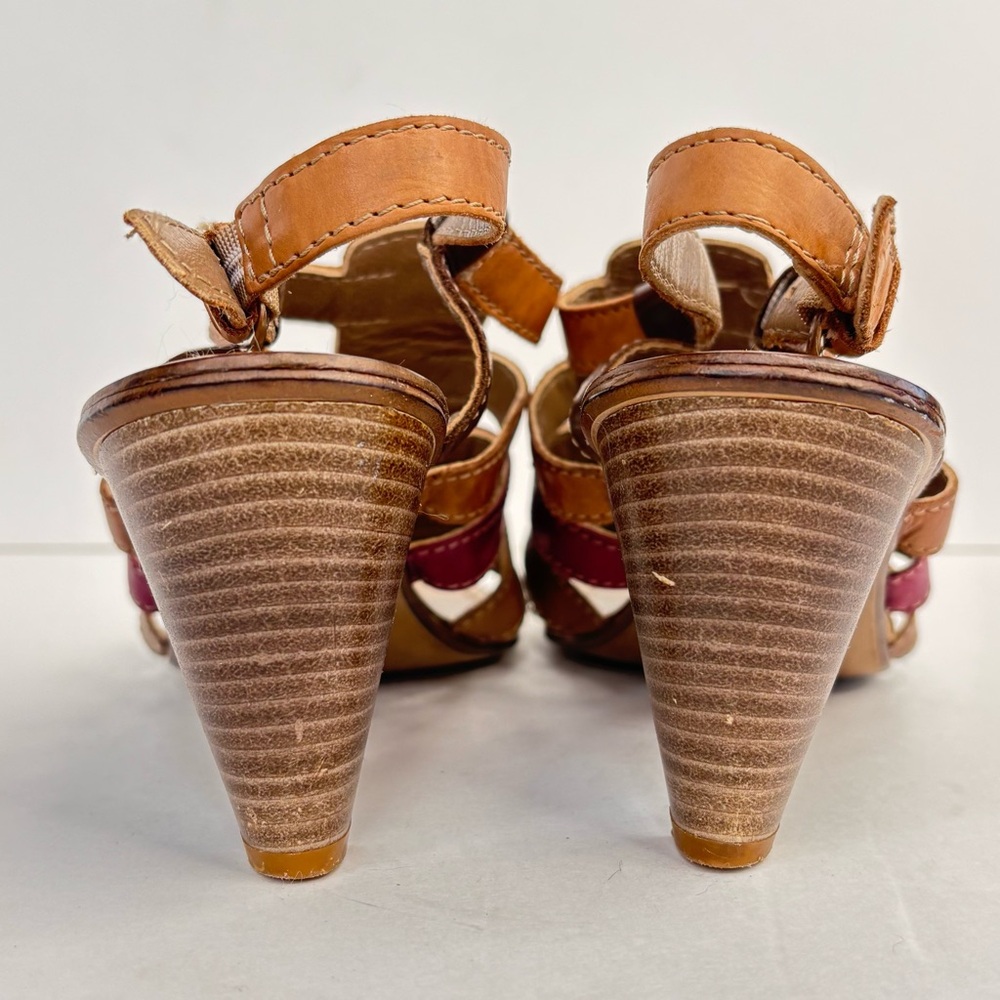 Vintage 70s 80s Retro Multicolor Strappy Sandals Leather Italy Mod 39 / 8.5M - Picture 7 of 9